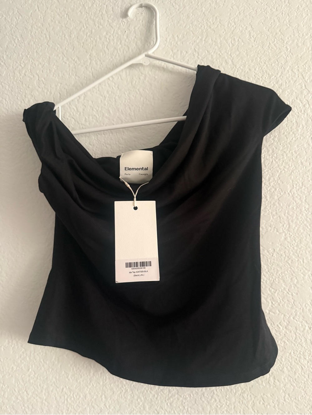 Element Black Cowl Neck Cap-Sleeve Camisole